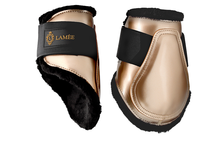 Old Gold Brushing Boots Pair Back