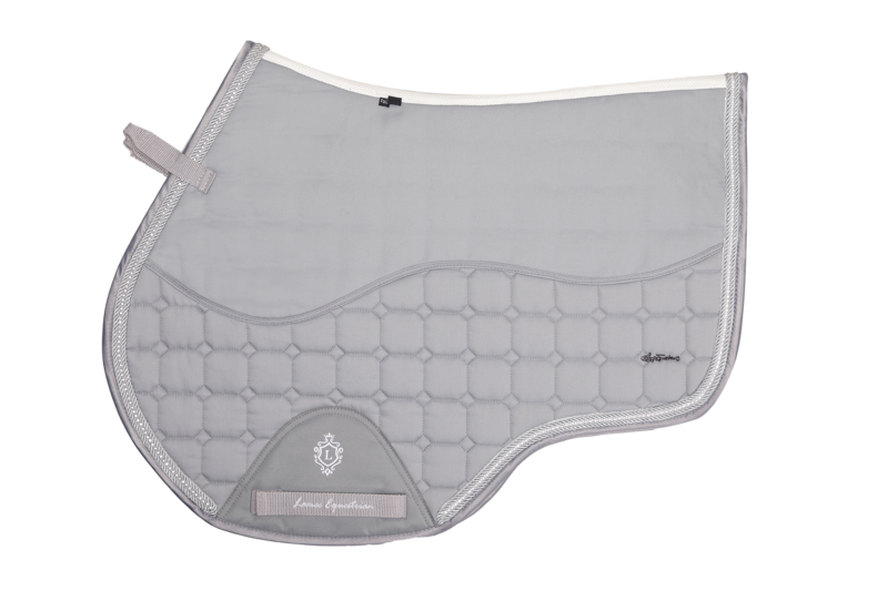 LAMÉE GP Twill Saddle Pad FULL - Mist Grey with Diamanté Trim