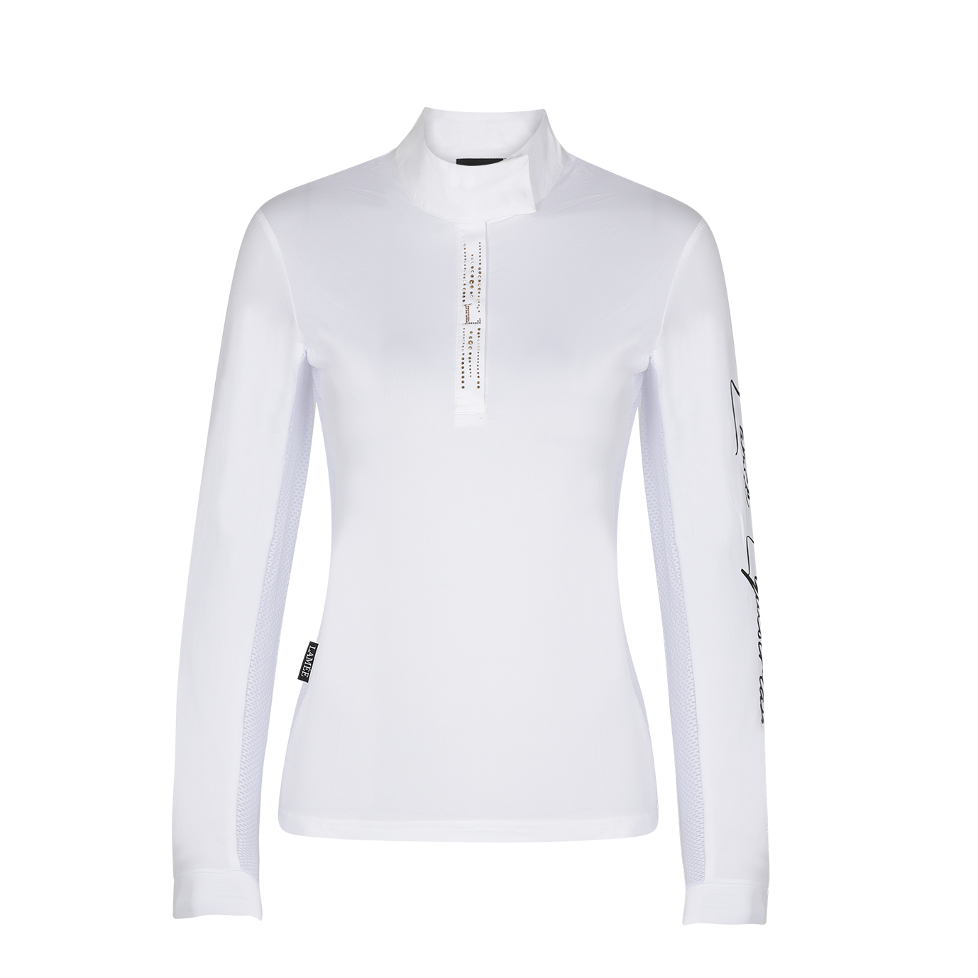 LAMÉE LS Show Shirt with Gold Rhine Stones