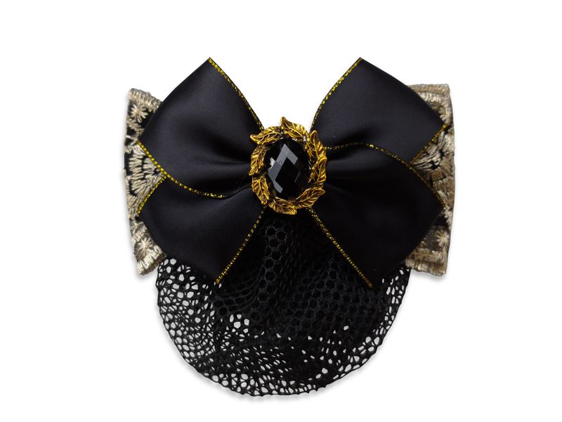 BLACK LAMÉE ORNATE HAIR BOWS