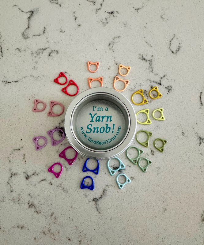 Colorful Cat Stitch Marker Set in Tin - 2 sizes &amp; 24 Markers Total