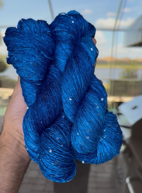 Silky Mohair Sequins - Blue Curtain