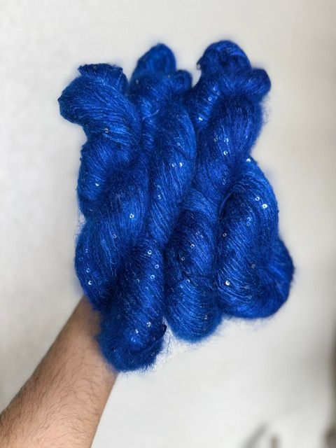 Silky Mohair Sequins - Blue Curtain