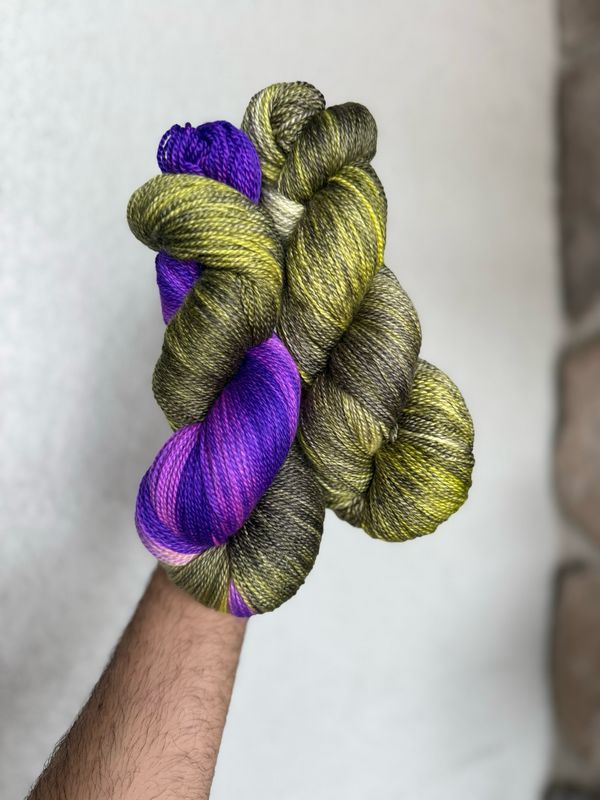 Floral Bouquet Shawl Yarn Set - Wild Iris and Solid Coordinating Color