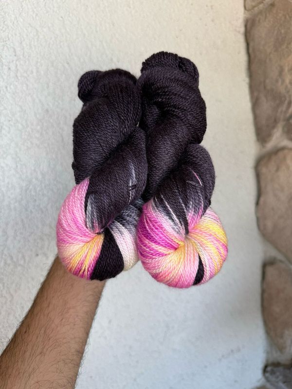 Floral Bouquet Shawl Yarn Set - Black Orchid &amp; Solid Coordinating Color