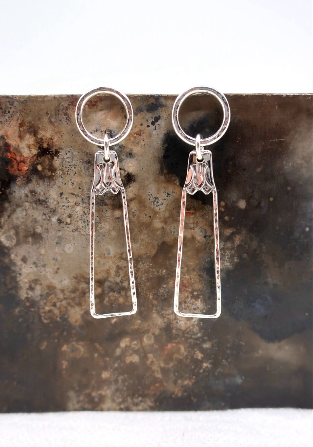 Store sølvbestikk ørepynt 