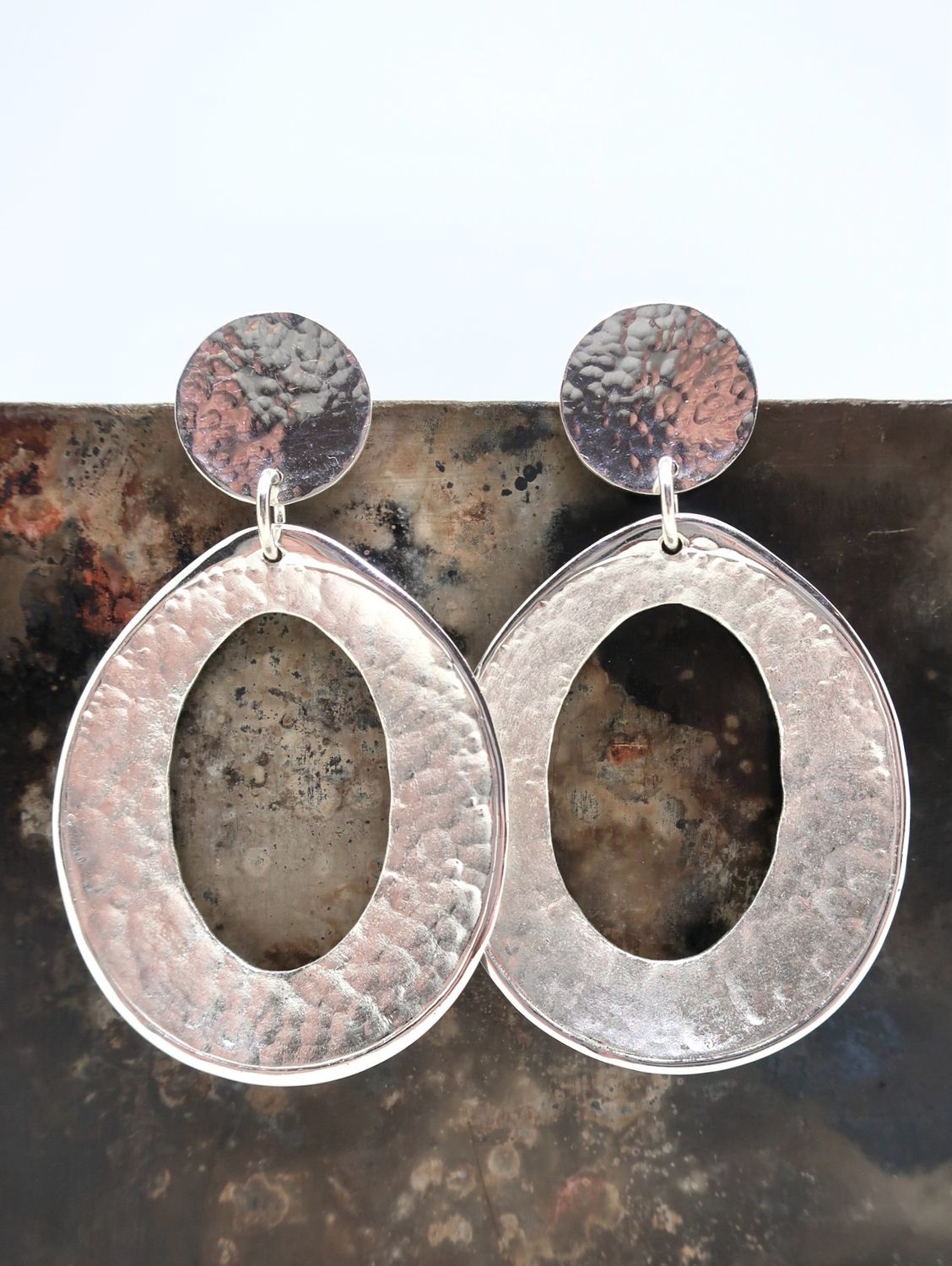 Store sølvskje ørepynt