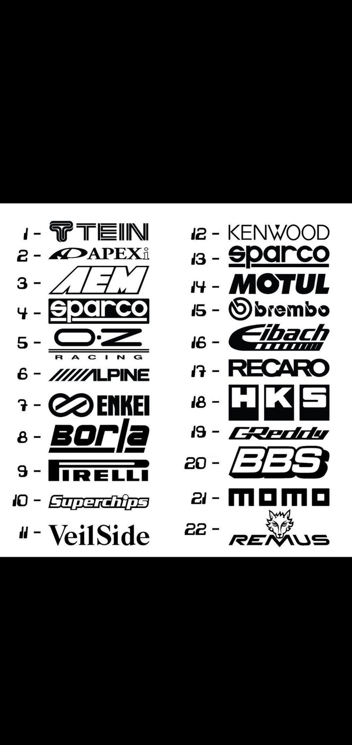 Custom Car tuning Decals