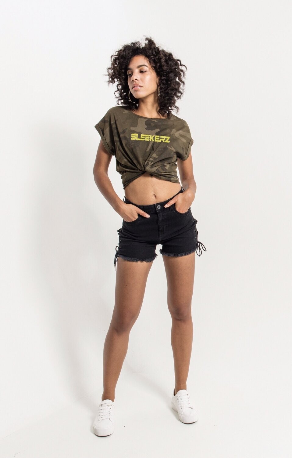 Ladies Extended Shoulder Camo Tee "SLEEKERZ"