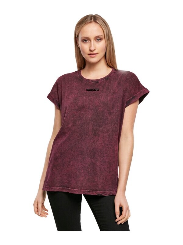 Ladies Acid Washed Extended Shoulder Tee