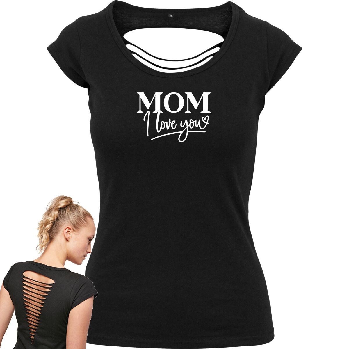 Ladies Back Cut Tee "i love you"