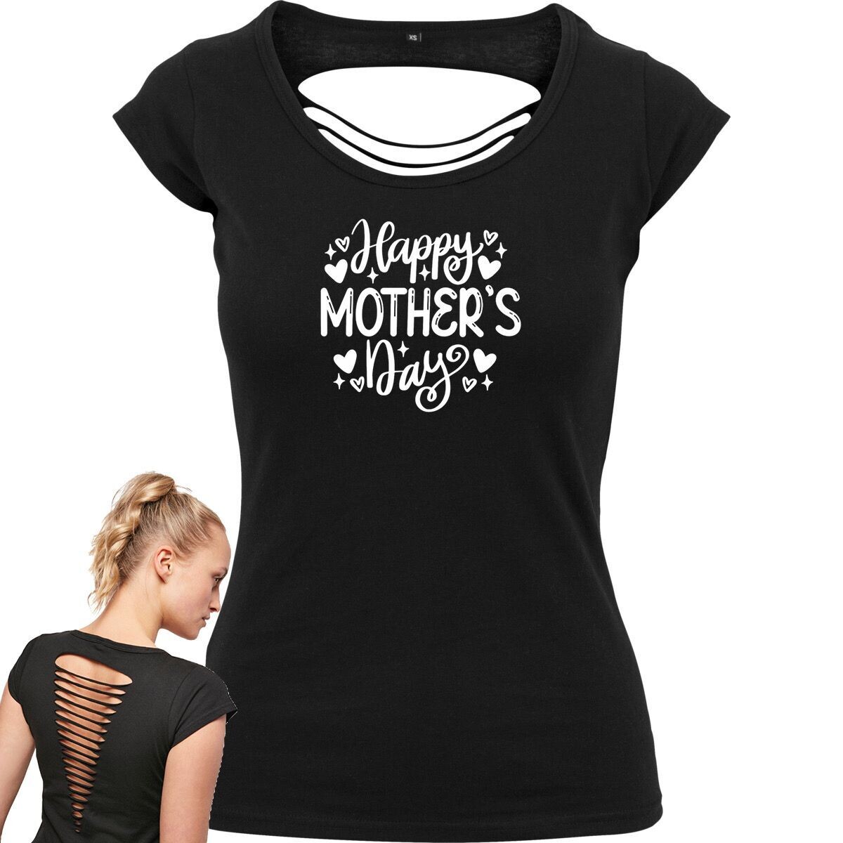 Ladies Back Cut Tee "happy m-day"