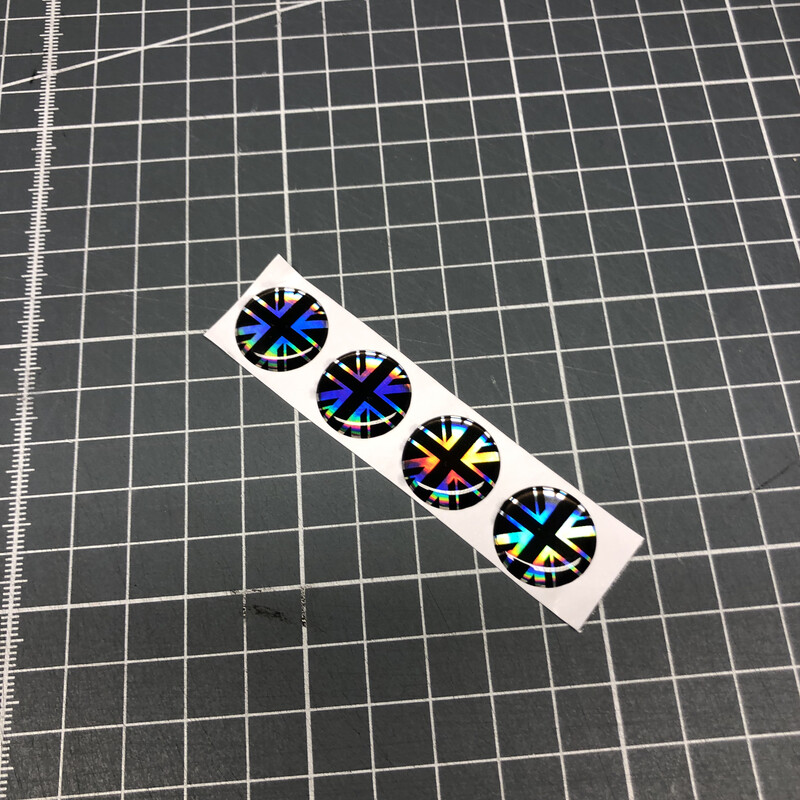 Holographic Union Flag Black 18mm Butt Slaps