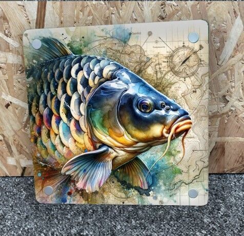 Carp with map print on Acrylic 001