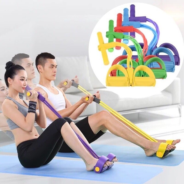 4 Tube Resistance Bands Latex Pedal Exerciser Sit-up Pull Rope Expander Elastic Bands Yoga Equipment For Home Gym Training
