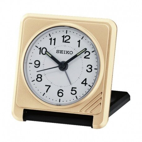 Seiko - Réveil de voyage carré doré métallisé
