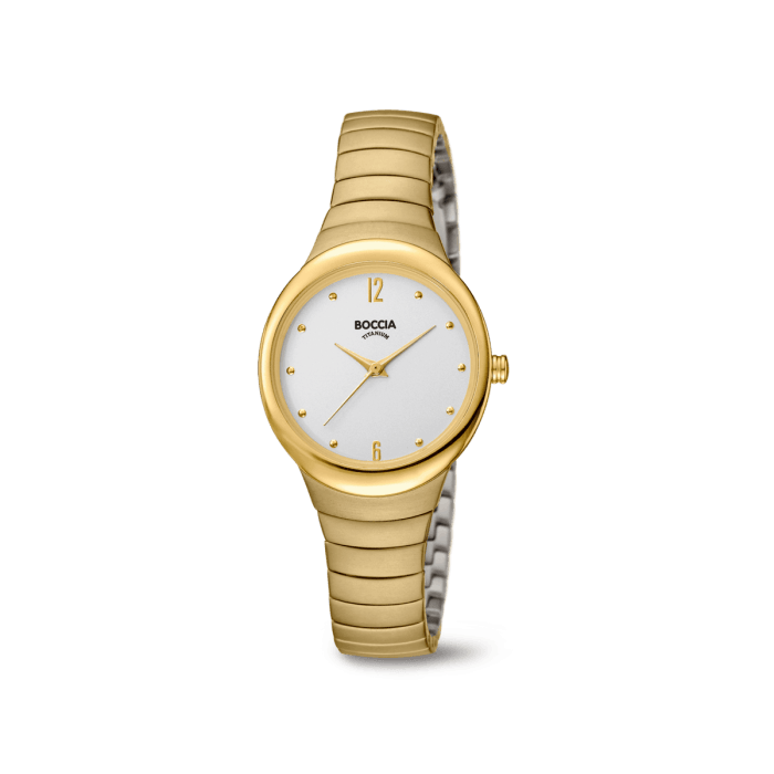 Boccia - Montre titane ovale dorée