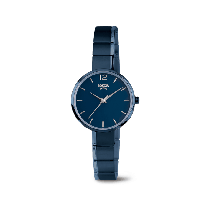 Boccia - Montre fine titane bleue