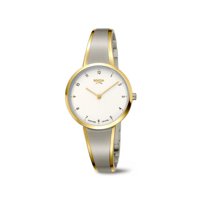 Boccia - montre titane semi-rigide bicolore dorée