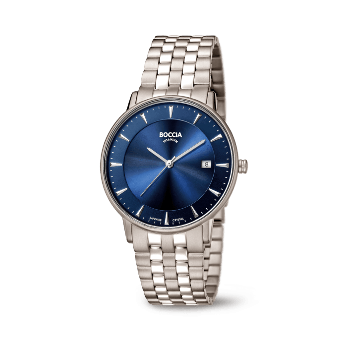 Boccia - Montre titane cadran bleu