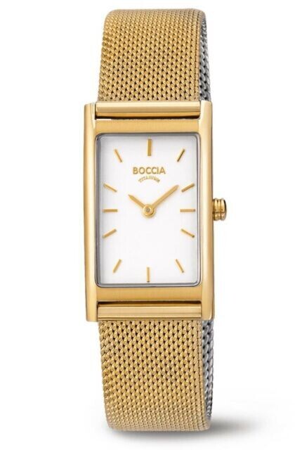 Boccia - montre titane rectangle dorée