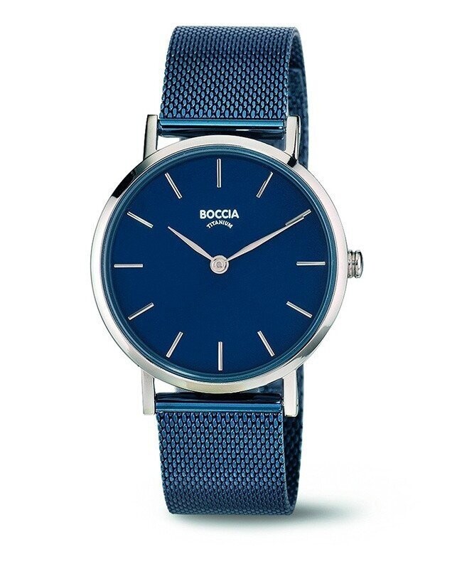 Boccia - montre titane acier bleue