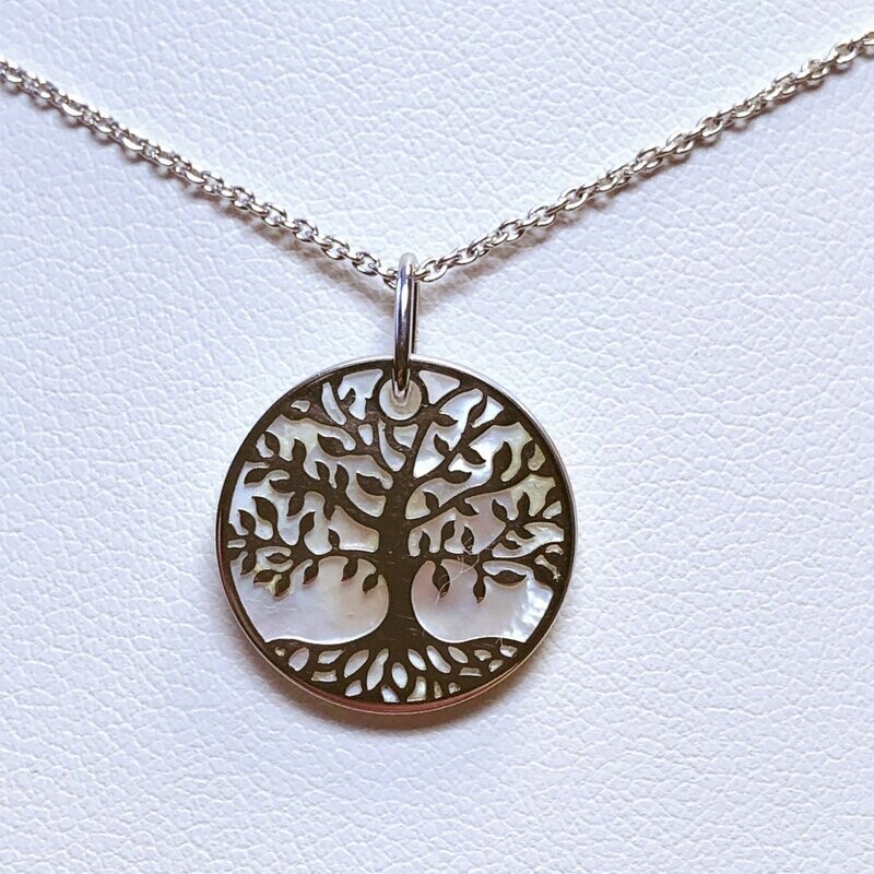 Médaille arbre de vie or blanc