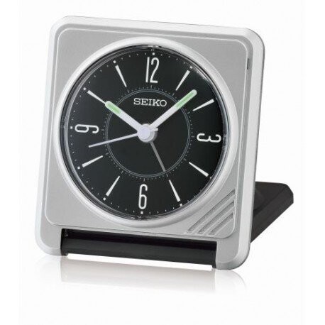 Seiko - Réveil de voyage carré gris métallisé