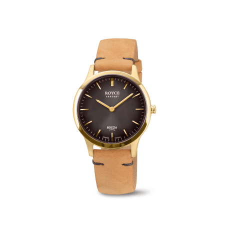 Boccia - Montre titane doré cuir