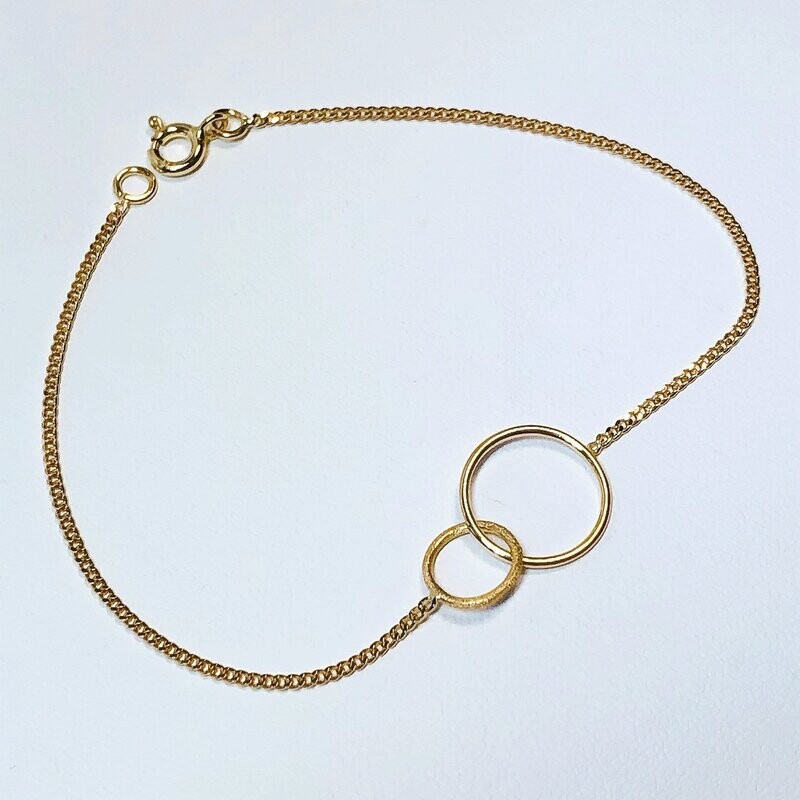 Bracelet or jaune deux anneaux