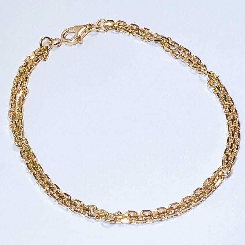 Bracelet or jaune maille forçat double rang