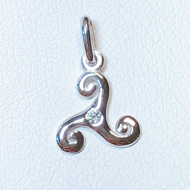 Pendentif triskel or blanc