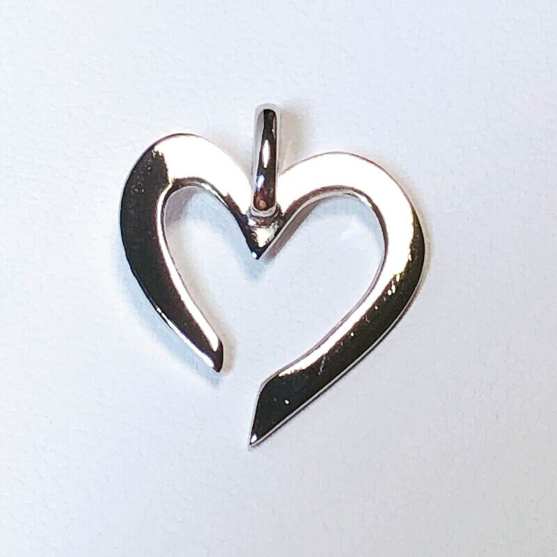 Pendentif cœur or blanc