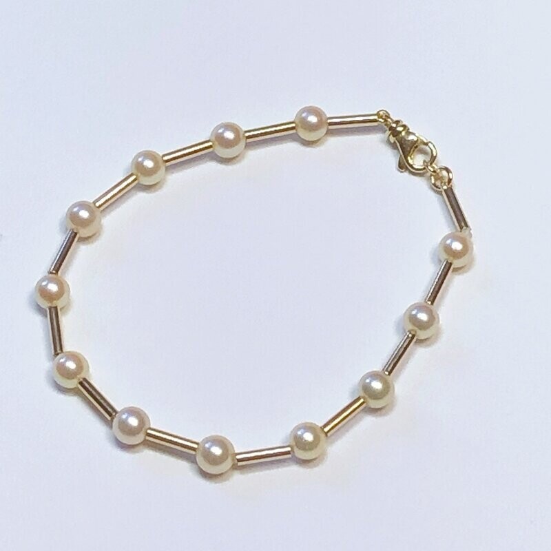 Bracelet or jaune et perles Akoya