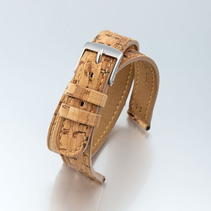 Bracelet montre double tour fibre liège beige femme