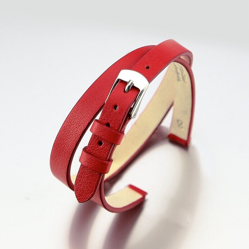 Bracelet montre double tour vachette lisse femme