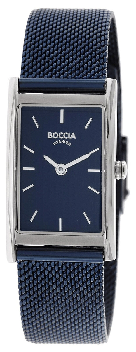 Boccia - montre titane rectangle bleue