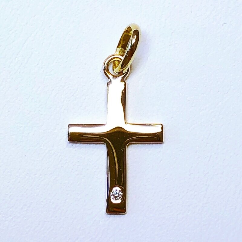 Pendentif crois or jaune diamant