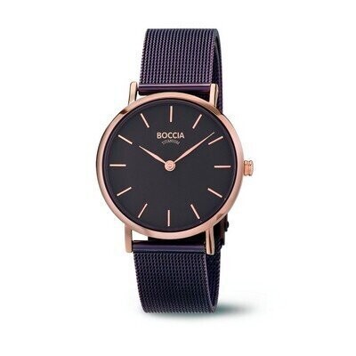 Boccia - montre titane rose bracelet milanais