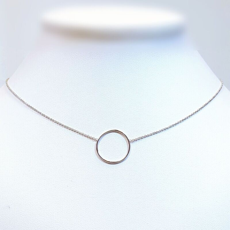 Collier or blanc un anneau