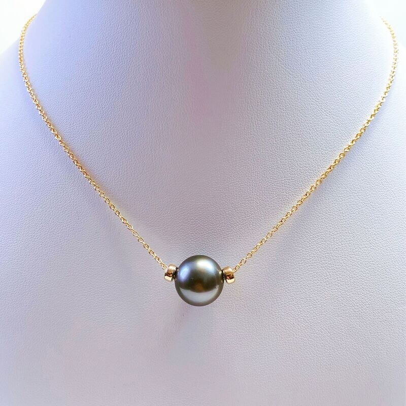 Collier or jaune perle de Tahiti