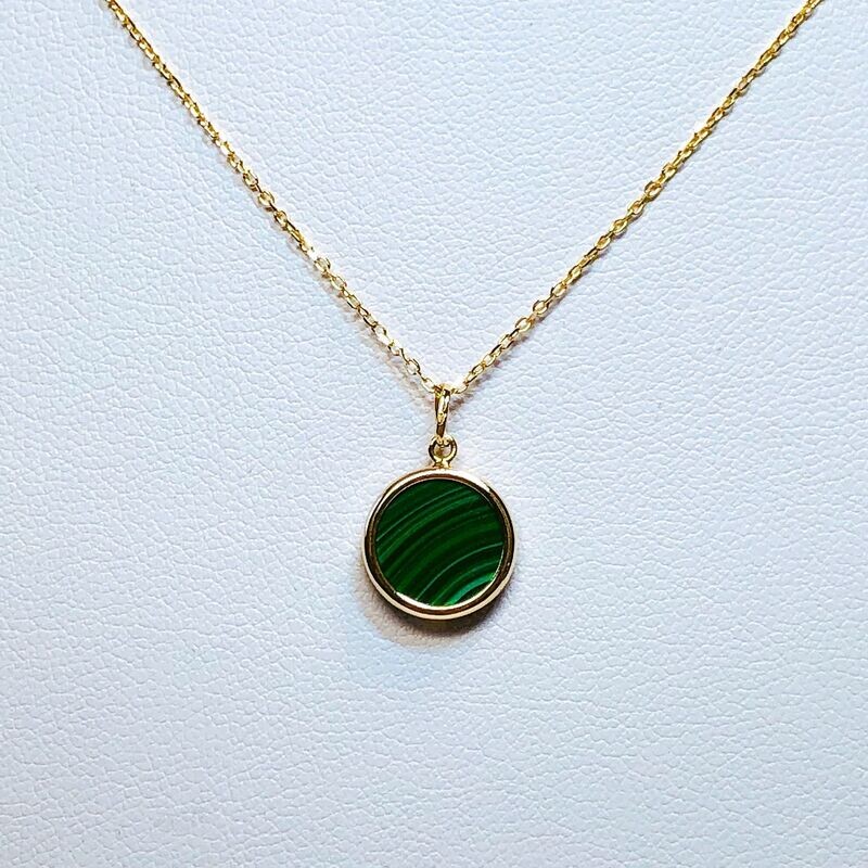 Collier or jaune Malachite