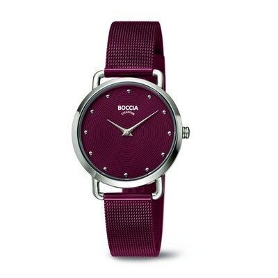 Boccia - montre titane bordeaux bracelet milanais
