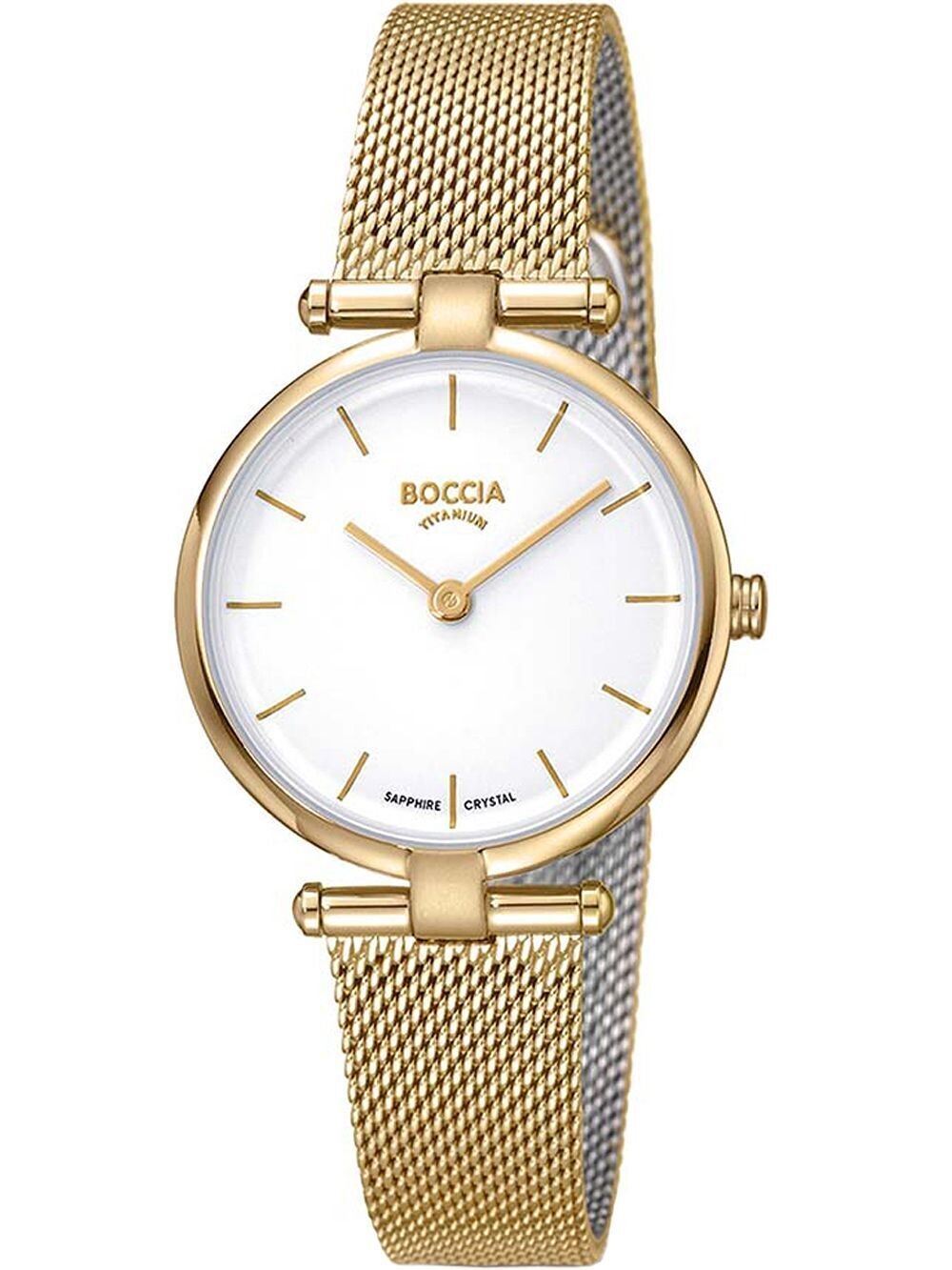 Boccia - montre titane dorée bracelet milanais