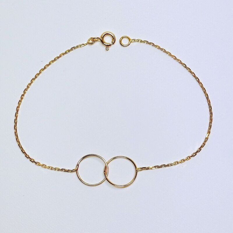 Bracelet or jaune deux anneaux