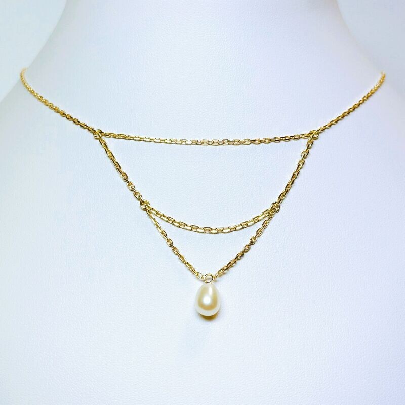Collier or jaune perle de culture