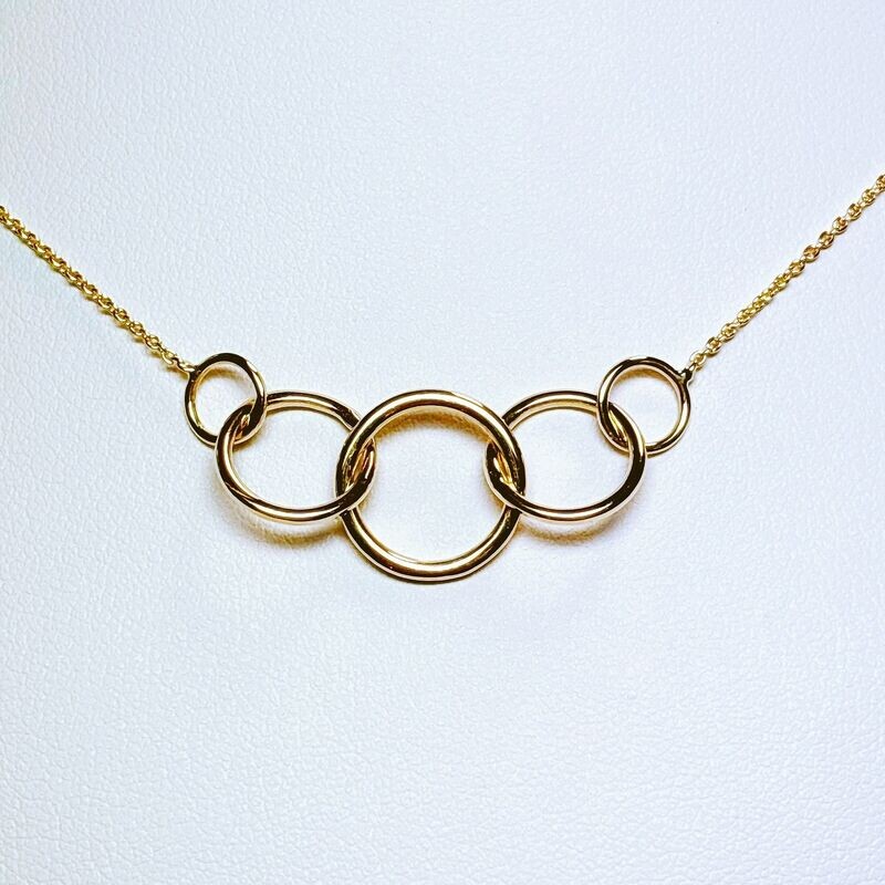 Collier cinq anneaux en or jaune