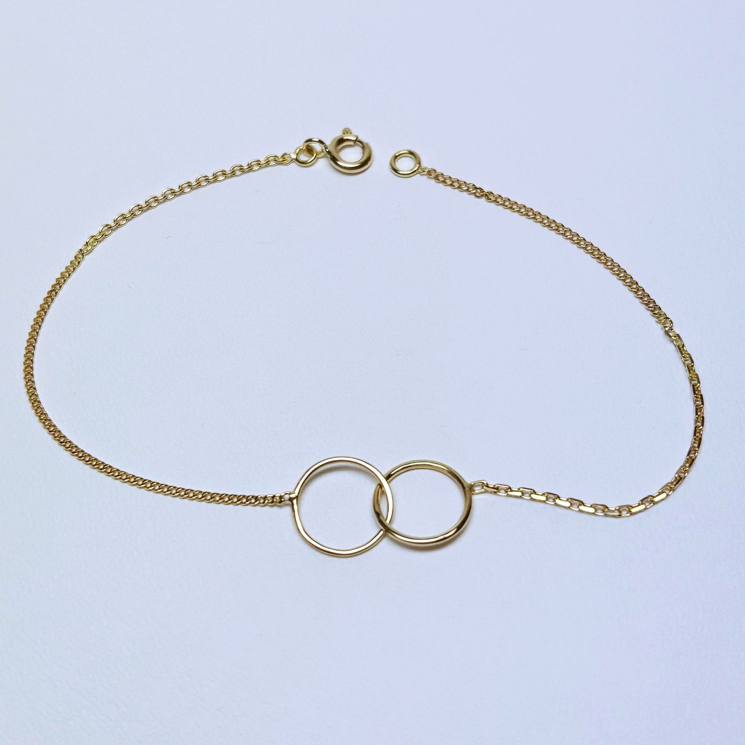 Bracelet or jaune deux anneaux