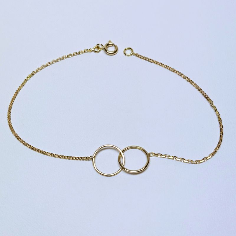 Bracelet or jaune deux anneaux