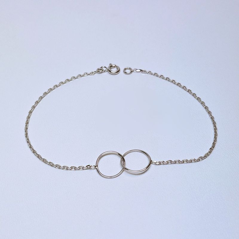 Bracelet or blanc deux anneaux